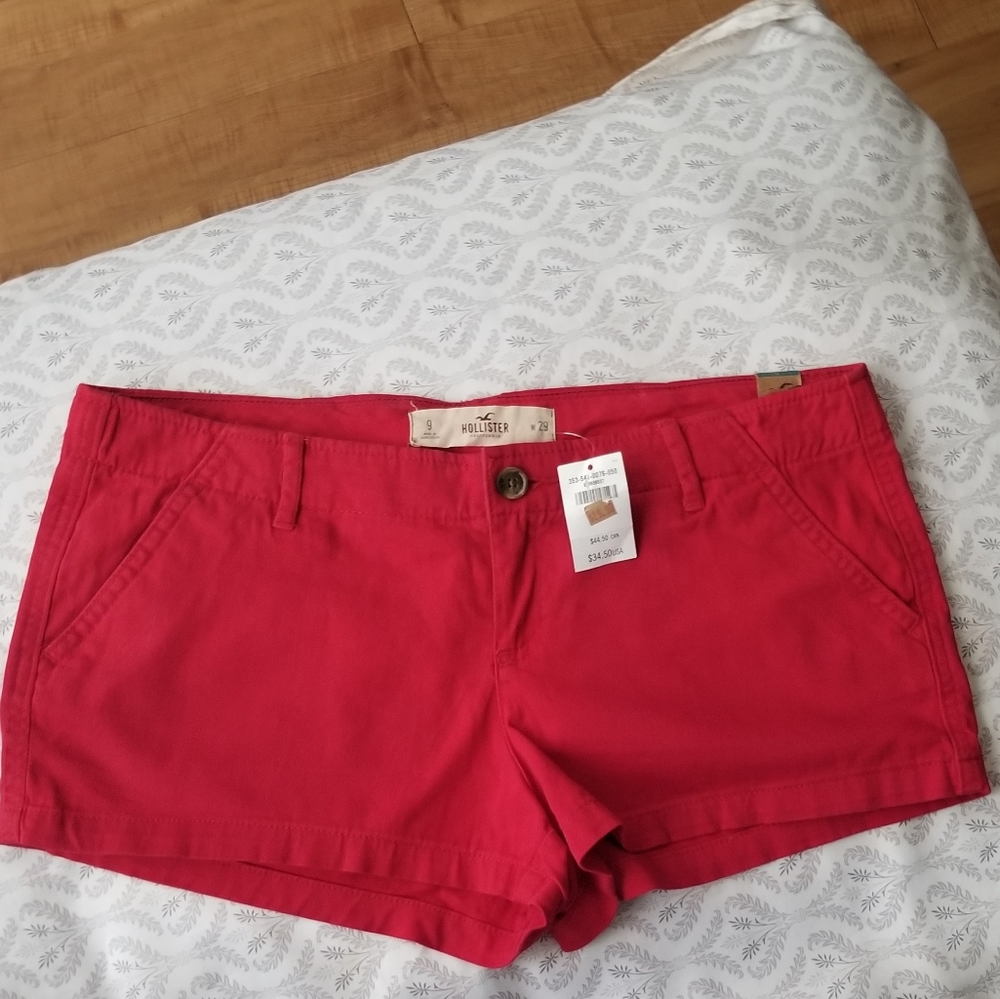 NEW Tags on Hollister Red Shorts sz 9